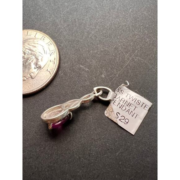 NEW raspberry rhodolite garnet sterling silver twist pendant - Picture 6 of 10